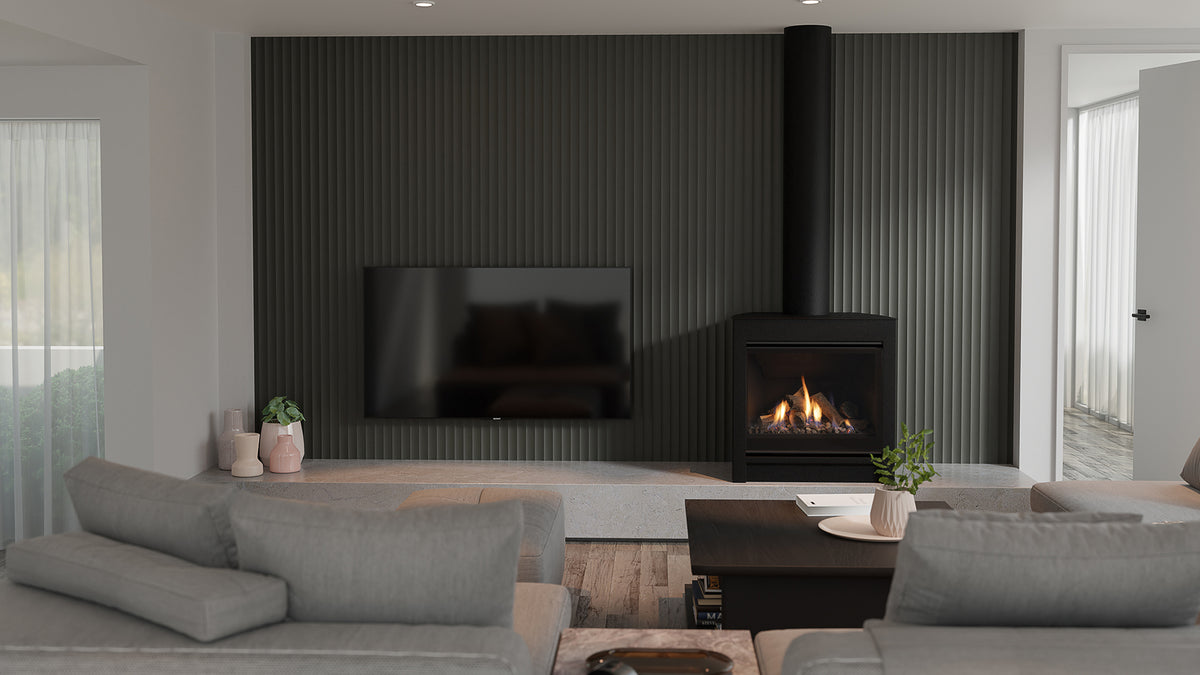 Escea DFS730 Freestanding Gas Fireplace – Hot Water & Heating