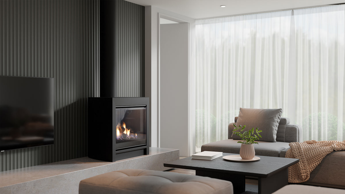 Escea DFS730 Freestanding Gas Fireplace – Hot Water & Heating