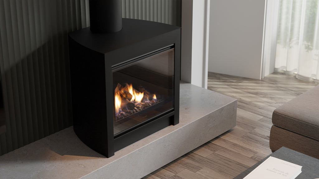 Escea DFS730 Freestanding Gas Fireplace – Hot Water & Heating