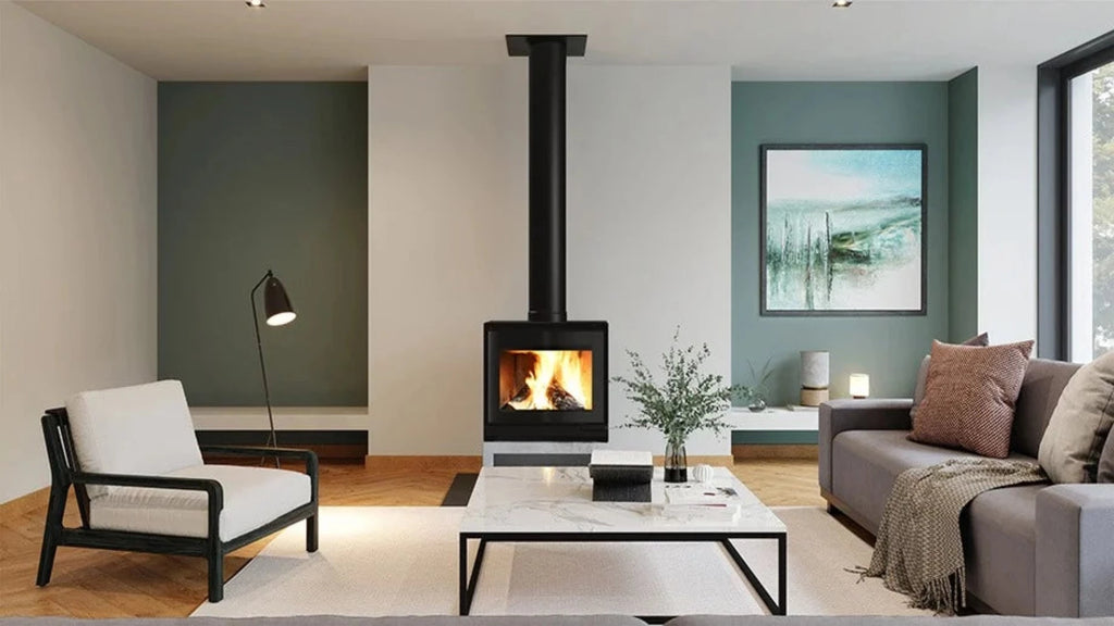 Escea TFS650 Freestanding Wood Fireplace – Hot Water & Heating